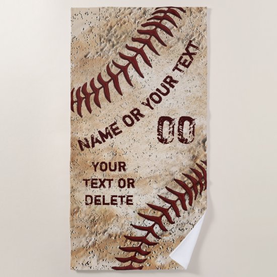 Cool Vintage Baseball Beach Towel, PERSONALIZED Beach Towel