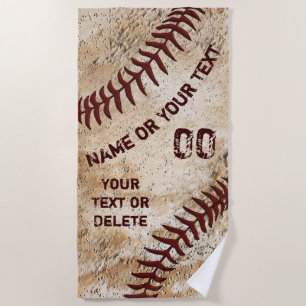 Cool Vintage Baseball Beach Towel, PERSONALIZED Towel