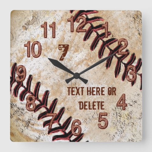 Cool Vintage Baseball Clocks Jersey NUMBER TEXT Square Wall Clock