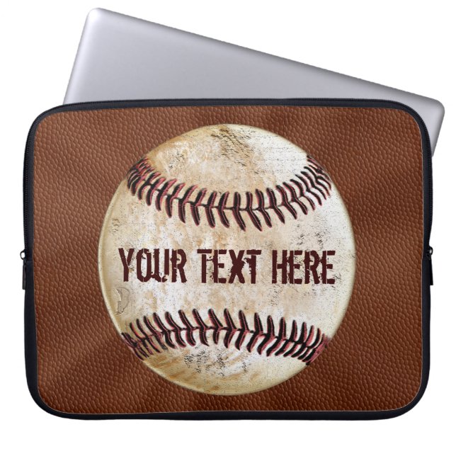 Cool Vintage Baseball Laptop Case with YOUR TEXT (Front)