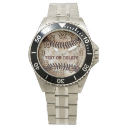 Cool Vintage Baseball Watch YOUR TEXT or Delete it