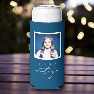Cool Vintage Birthday Party Script Photo Seltzer Can Cooler