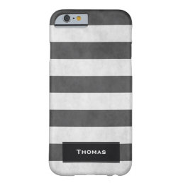 Cool Vintage Black and White Stripes Textured Barely There iPhone 6 Case