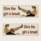 Cool Vintage Bookmark Card with Sweet Girl Reading (Front & Back)