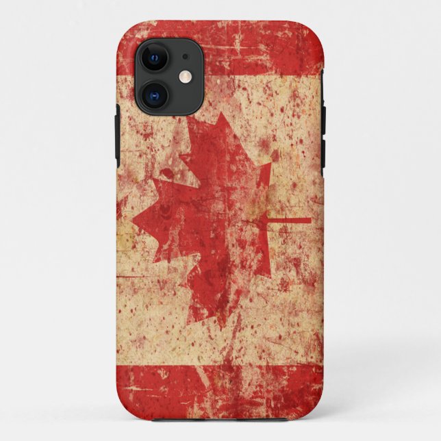 Cool Vintage Canadian flag maple Leaf Iphone Case (Back)