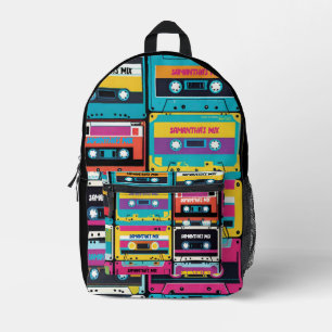Cool Vintage Cassette Tape Custom Name Printed Backpack