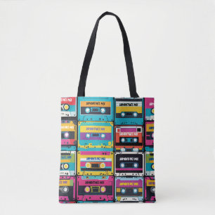 Cool Vintage Cassette Tape Custom Name Tote Bag