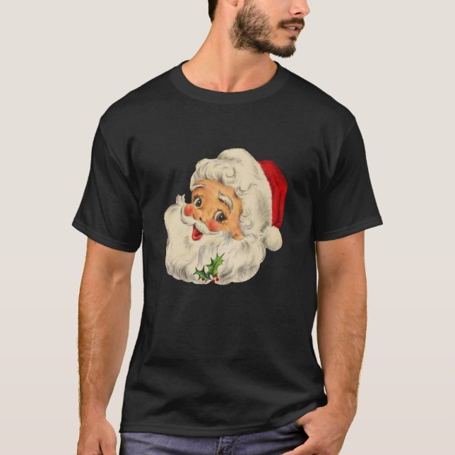 Cool Vintage Christmas Santa Claus Face T-Shirt (Front)