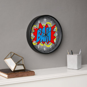 Cool Vintage Comic Book Pop Art Style BAM! Clock