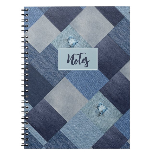 Cool Vintage Denim Patchwork Notebook (Front)