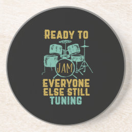Cool Vintage Drummer Drum Player Ready To Jam Coaster