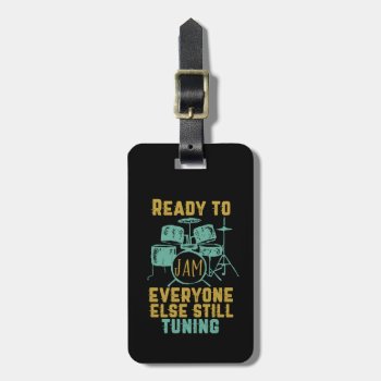 Cool Vintage Drummer Drum Player Ready To Jam Luggage Tag by raindwops at Zazzle