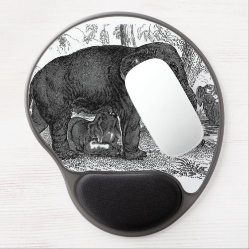 cool vintage elephant lovers gel mouse pad