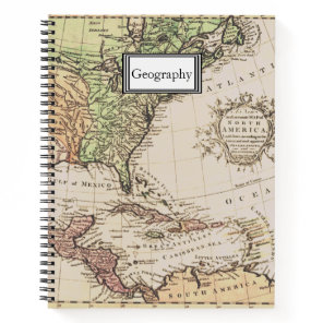 Cool Vintage Geography New World Map Subject Notebook