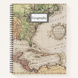 Cool Vintage Geography New World Map Subject Notebook