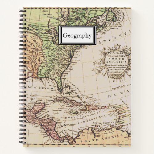 Cool Vintage Geography New World Map Subject Notebook