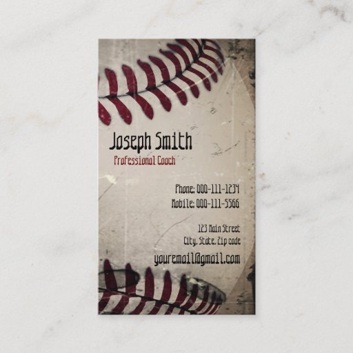 Customizable Cool Vintage Grunge Baseball Business Card Template