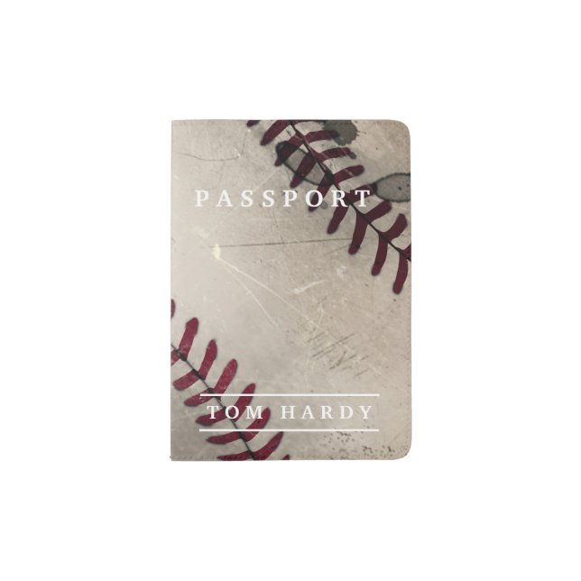 Cool Vintage Grunge Baseball Personalized Passport Holder (Front)