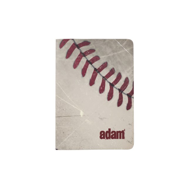 Cool Vintage Grunge Baseball Personalized Passport Holder (Front)