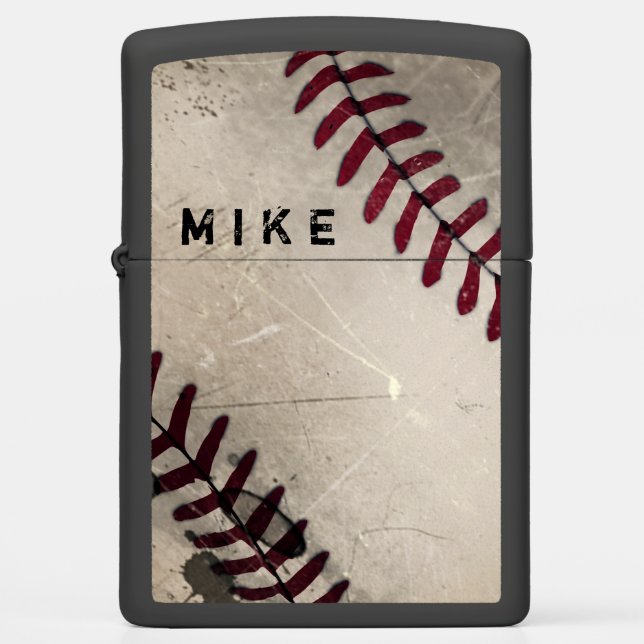 Cool Vintage Grunge Baseball Personalized Zippo Lighter (Front)