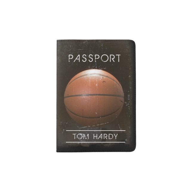 Cool Vintage Grunge Basketball Personalized Passport Holder (Front)