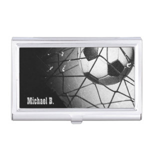 Cool Vintage Grunge Football in Goal Personalized Case For Business Cards