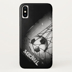 Cool Vintage Grunge Football in Goal Personalized iPhone X Case