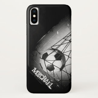 Cool Vintage Grunge Football in Goal Personalized iPhone X Case