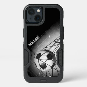 Cool Vintage Grunge Football in Goal Personalized iPhone 13 Case
