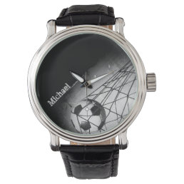 Cool Vintage Grunge Football in Goal Personalized Watch