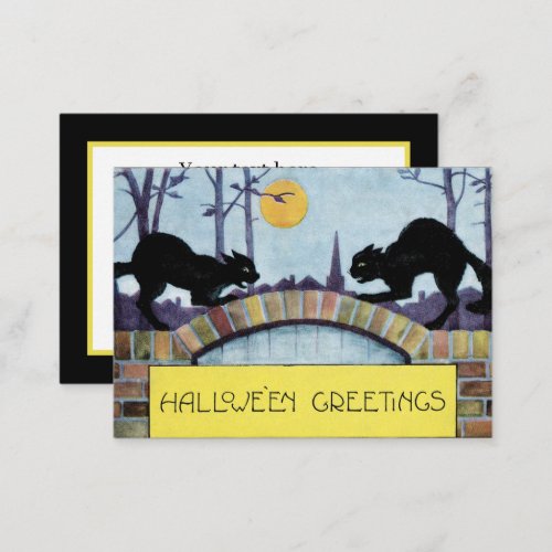 cool vintage Halloween black cats Holiday Note Card
