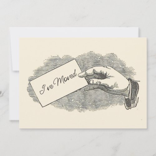 Cool Vintage Hand Holding Card Moving Announcement