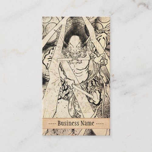 Cool vintage japanese classic demon ink tattoo art business card
