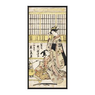 Cool vintage japanese ukiyo-e geisha old scroll canvas print