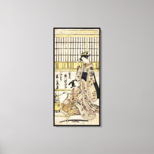 Cool vintage japanese ukiyo-e geisha old scroll canvas print
