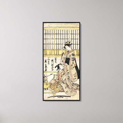 Cool vintage japanese ukiyo_e geisha old scroll canvas print