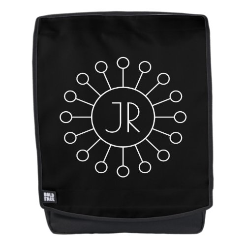 Cool Vintage Logo Style Monogram  Black  White Backpack