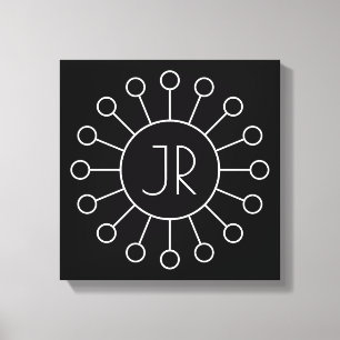 Cool Vintage Logo Style Monogram Black & White Canvas Print