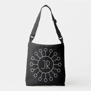 Cool Vintage Logo Style Monogram Black & White Crossbody Bag