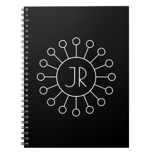 Cool Vintage Logo Style Monogram  Black  White Notebook