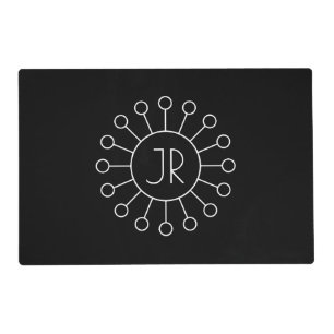 Cool Vintage Logo Style Monogram Black & White Placemat