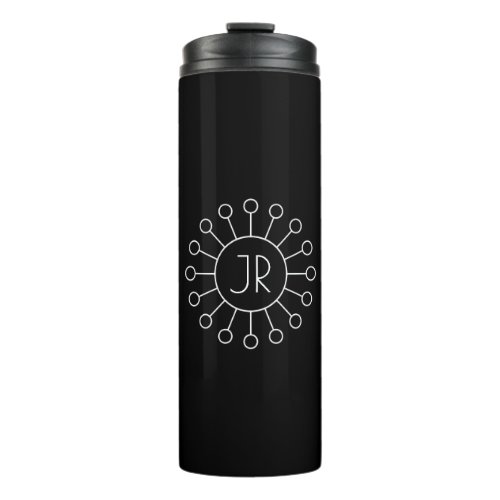 Cool Vintage Logo Style Monogram  Black  White Thermal Tumbler