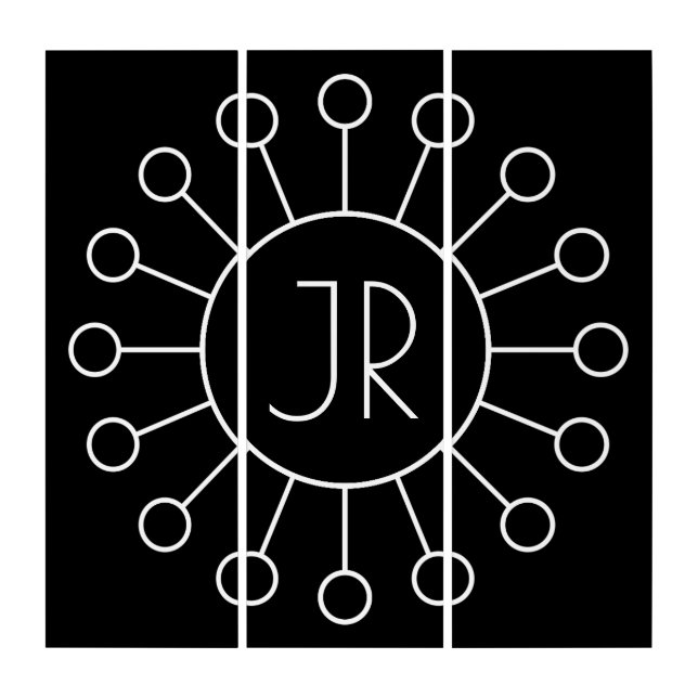 Cool Vintage Logo Style Monogram | Black & White Triptych (Front)