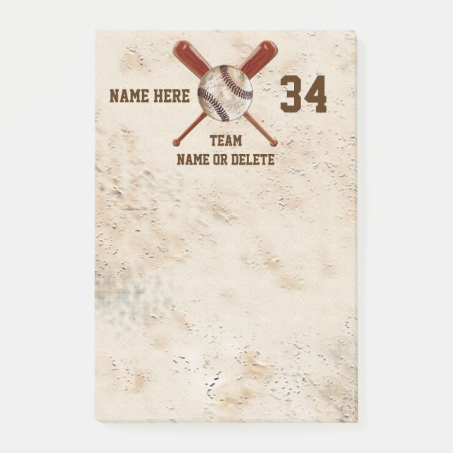Cool Vintage look Cheap Baseball Party Favors Post-it Notes (Front)