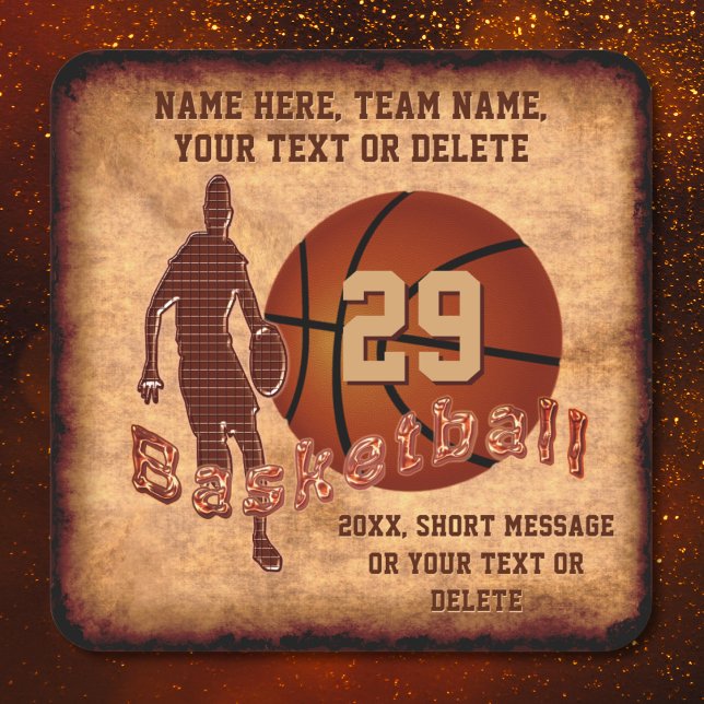 Cool Vintage Look Personalized Basketball Stickers (Basketball Stickers. Basketball favor bag ideas. Basketball favor stickers. Basketball party ideas.)