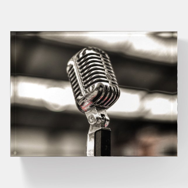 Cool Vintage Microphone Paperweight (Front)