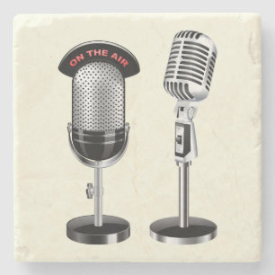 Cool Vintage Microphones Stone Coaster