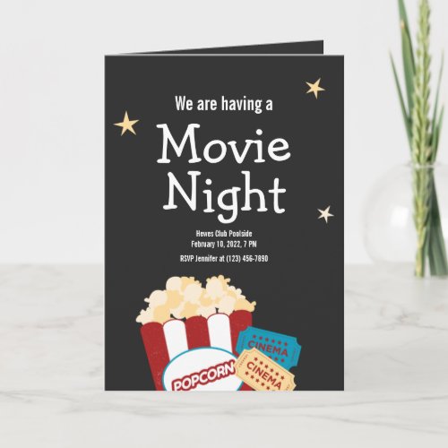 Cool Vintage Movie night Popcorn invitation