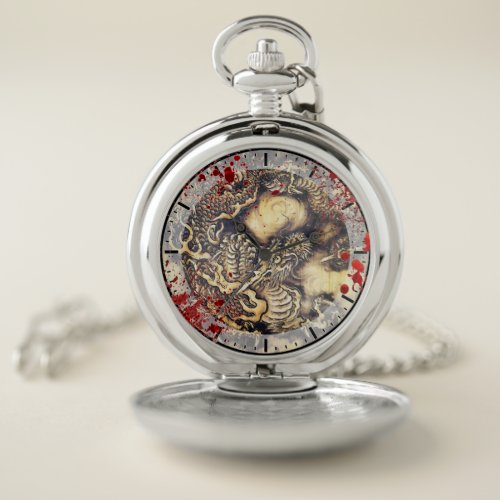 Cool vintage Mythical Legendary Dragon blood ink Pocket Watch