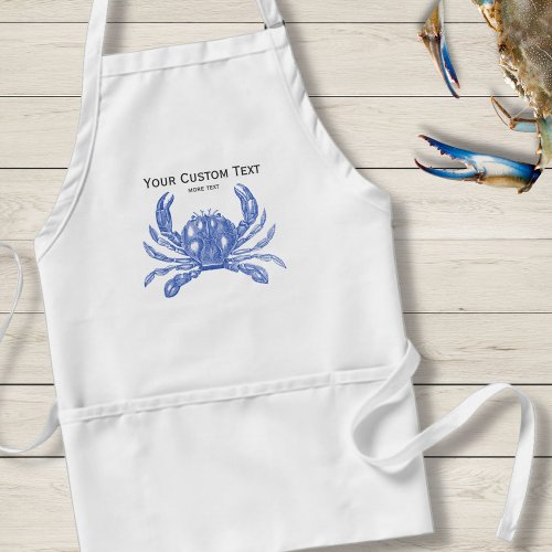 Cool Vintage Nautical Blue Crab Custom Beach Adult Apron